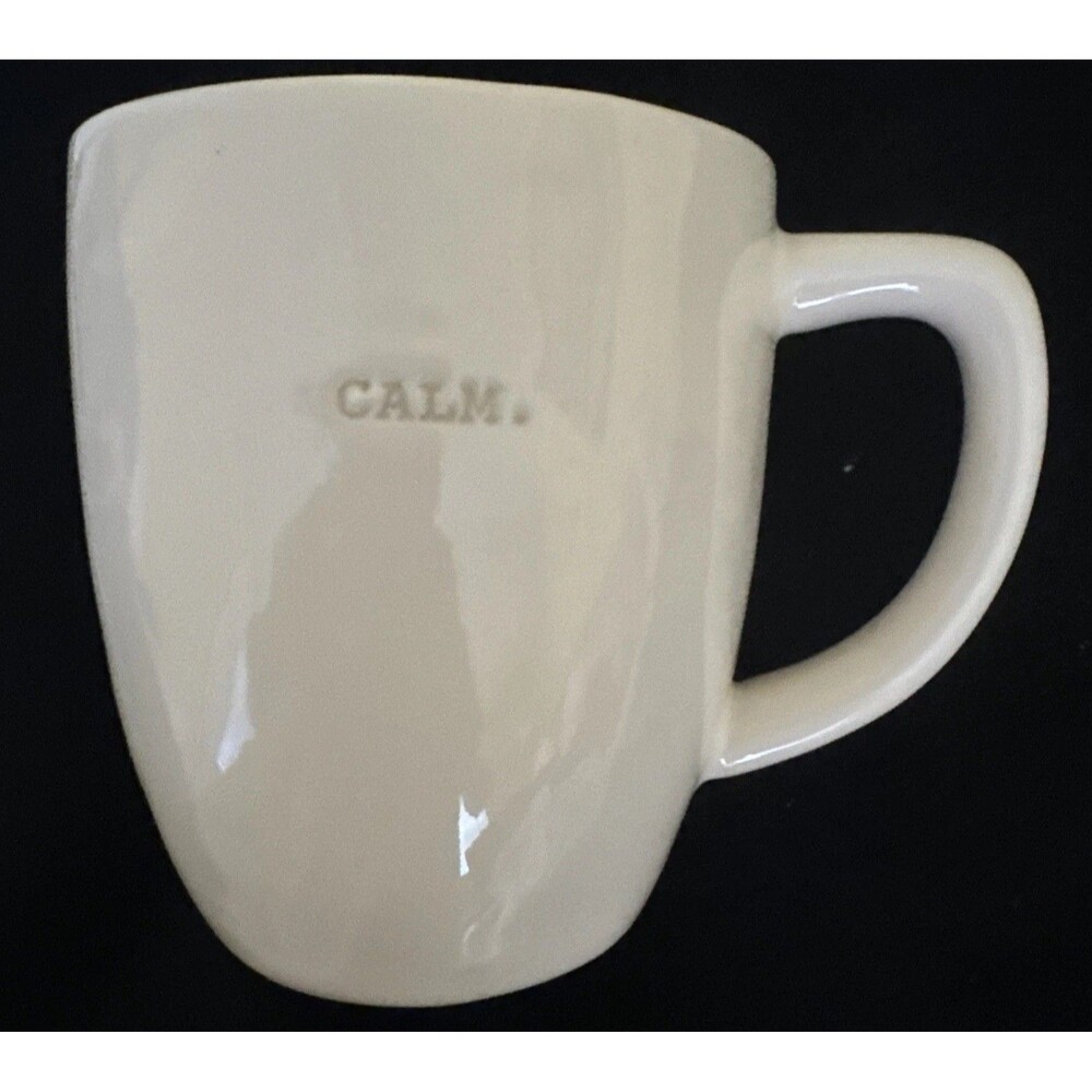 Rae Dunn Artisan by Magenta Coffee Mug Tea Cup White Gray CALM New W Tag